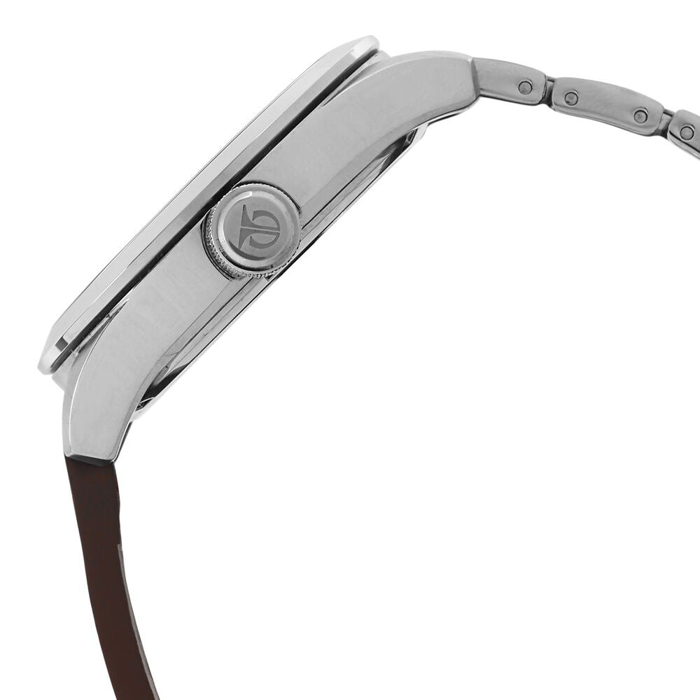 Titan Silver Dial Analog with Date Leather Strap Watch for Men-NB9412SH01