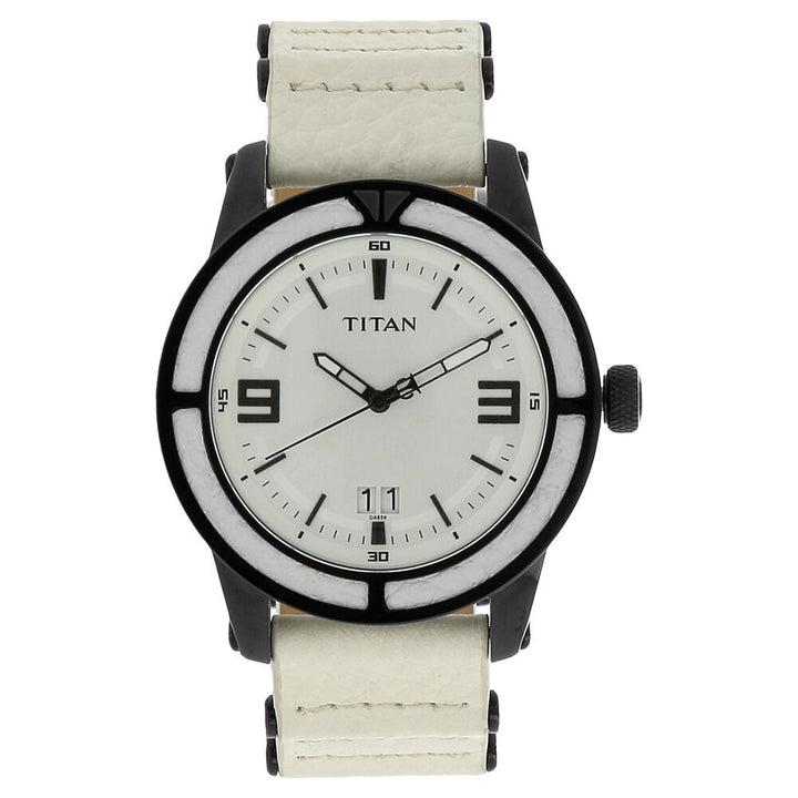 Titan Quartz Analog with Date White Dial Metal Strap Watch for Men-NB9413NH01
