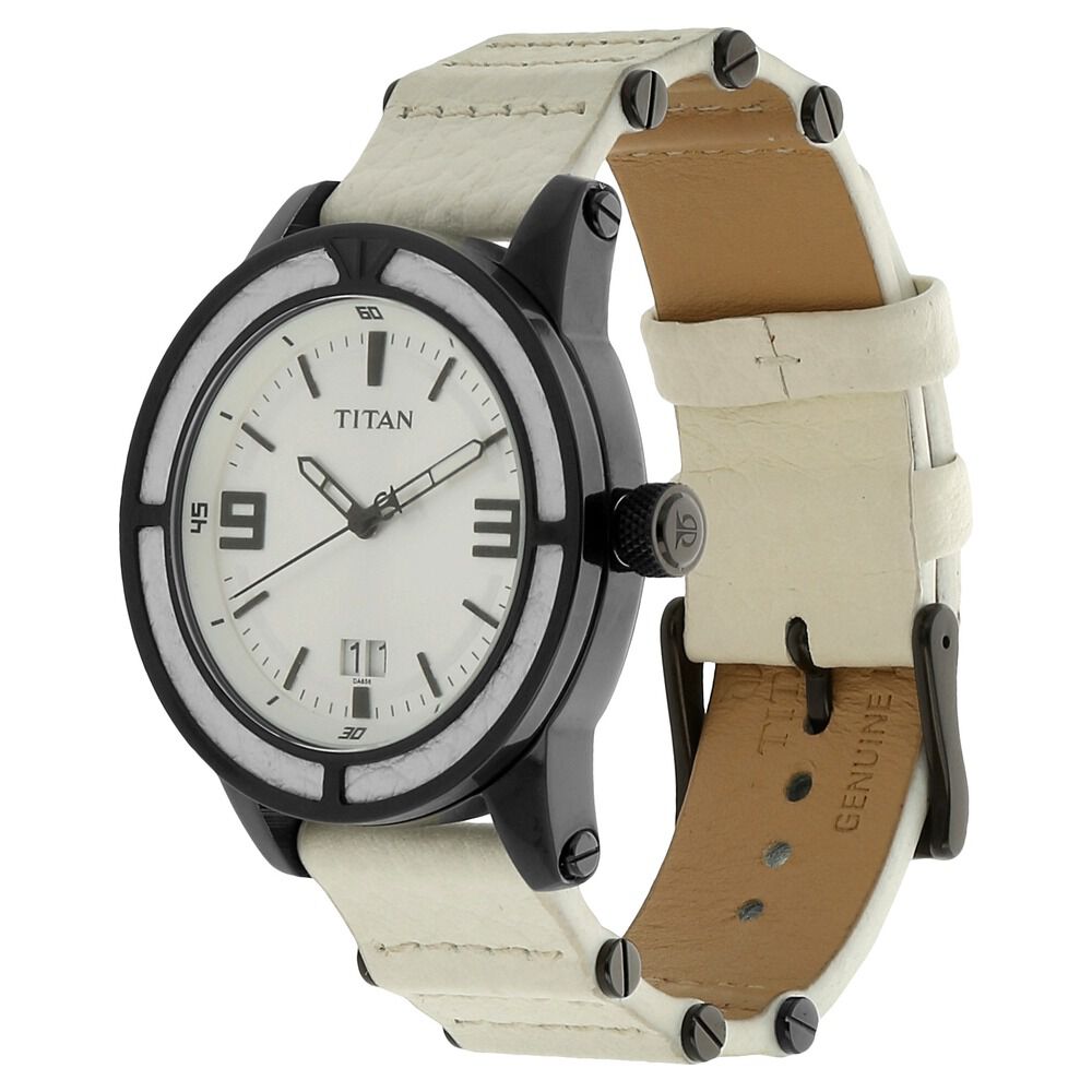 Titan Quartz Analog with Date White Dial Metal Strap Watch for Men-NB9413NH01