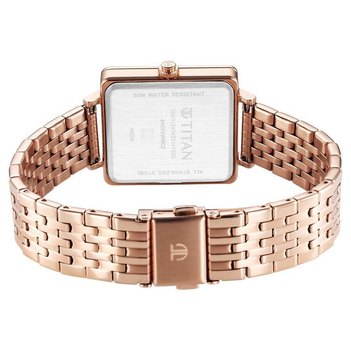 Titan Minimalists Quartz Analog with Date Silver Dial Rose Gold Stainless Steel Strap Watch for Women - The Watch Factory ®