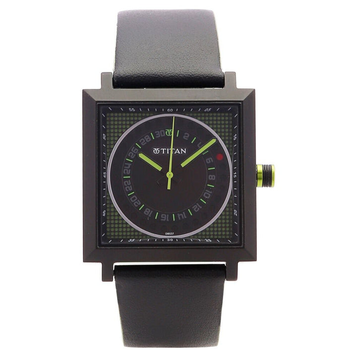 Titan Quartz Analog with Date Black Dial Leather Strap Watch for Men-9434NL03J