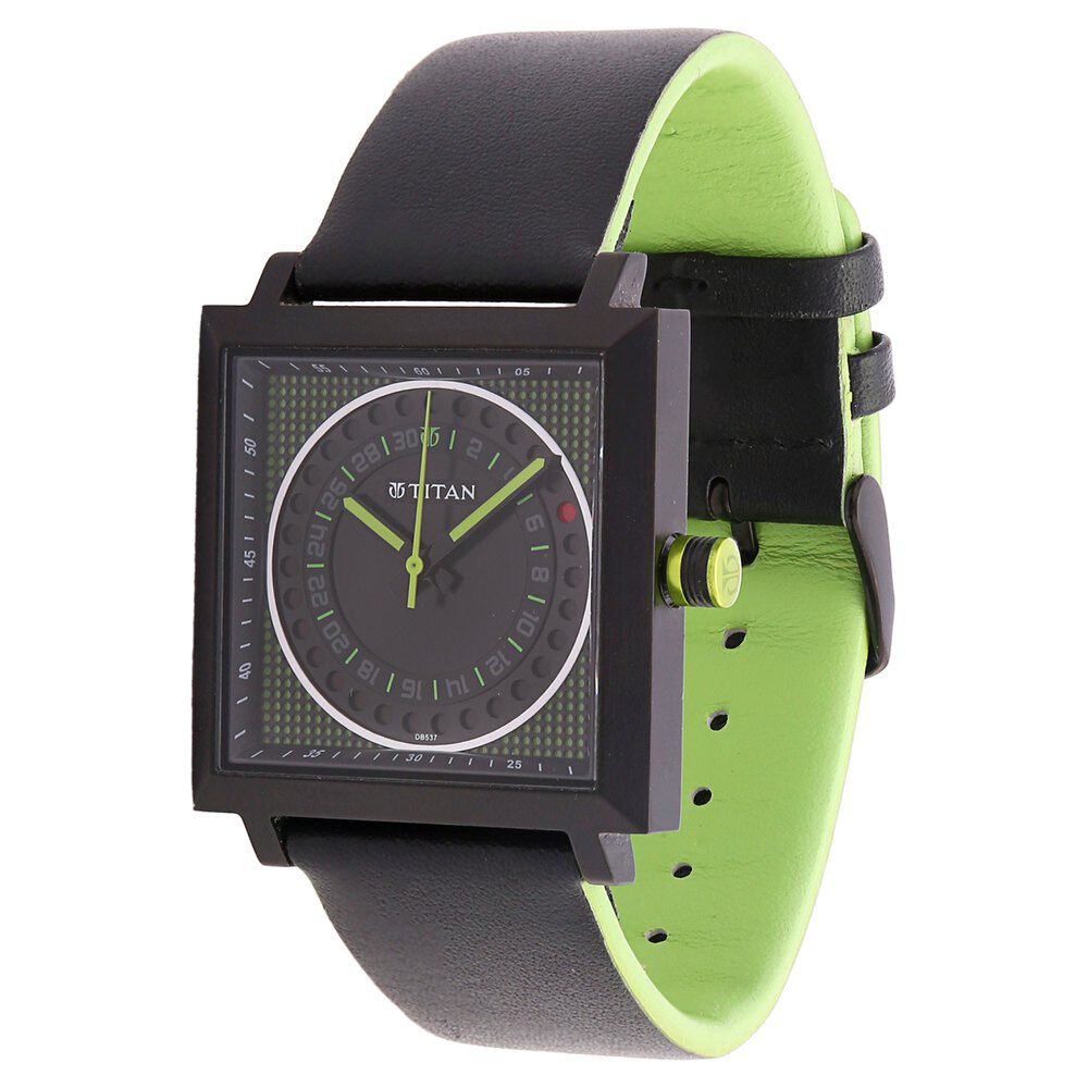 Titan Quartz Analog with Date Black Dial Leather Strap Watch for Men-9434NL03J