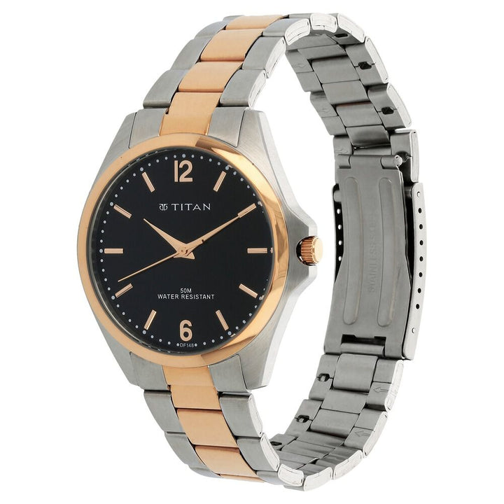 Titan Analog Black Dial Quartz Metal Strap watch for Men-NJ9439KM01A