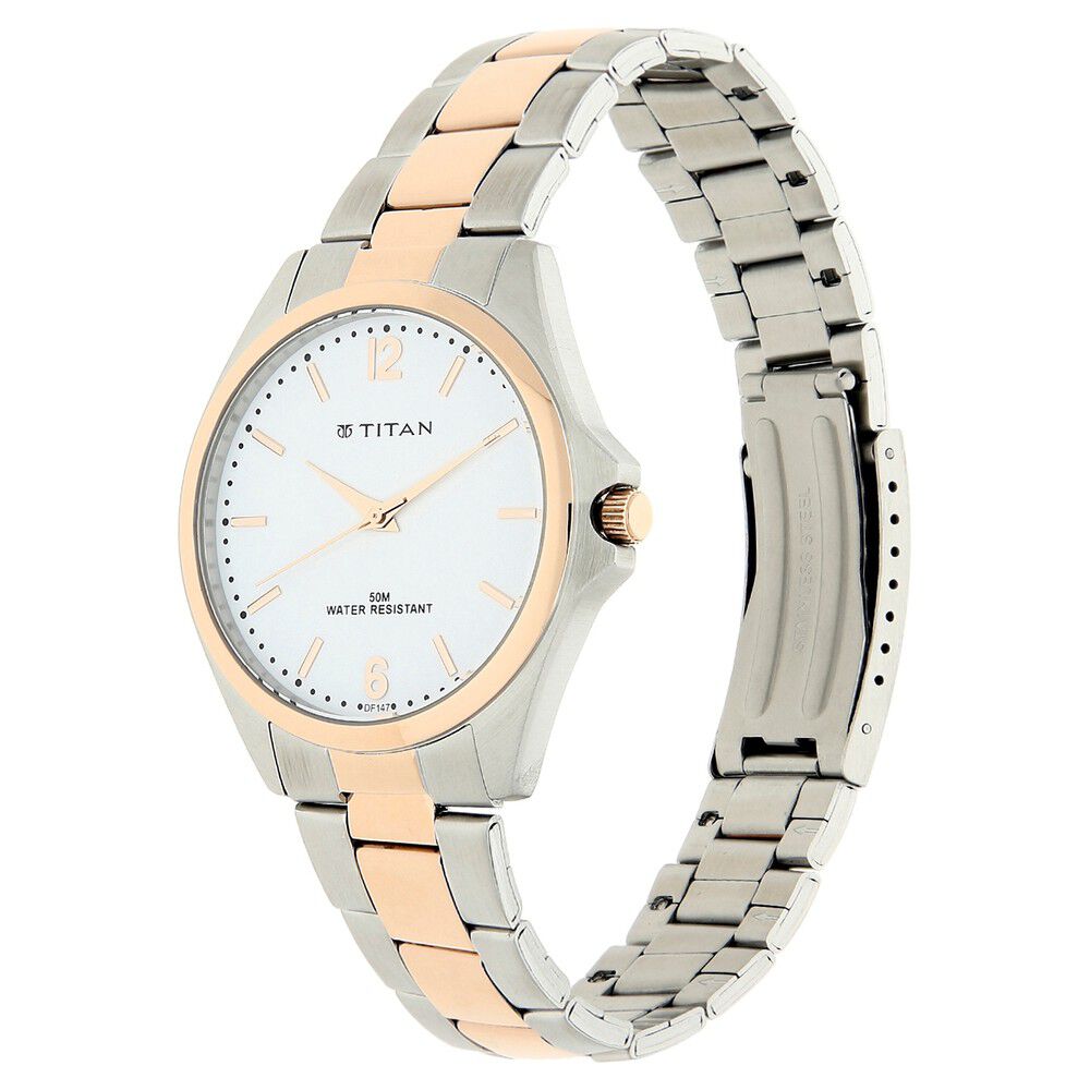 Titan Quartz Analog White Dial Metal Strap Watch for Men-NJ9439KM02A