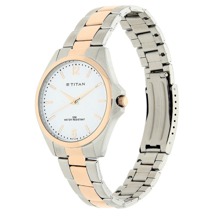 Titan Quartz Analog White Dial Metal Strap Watch for Men-NJ9439KM02A