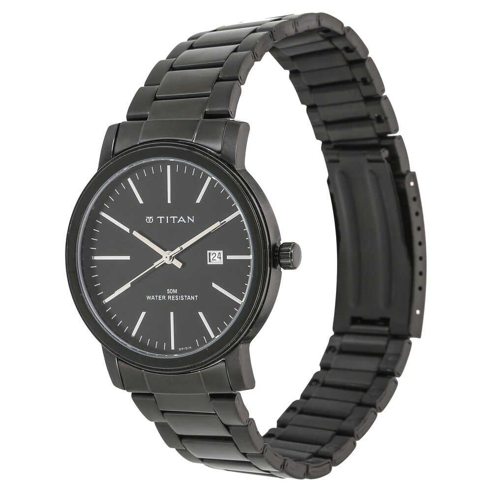 Titan Quartz Analog with Date Black Dial Watch for Men-NN9440NM01