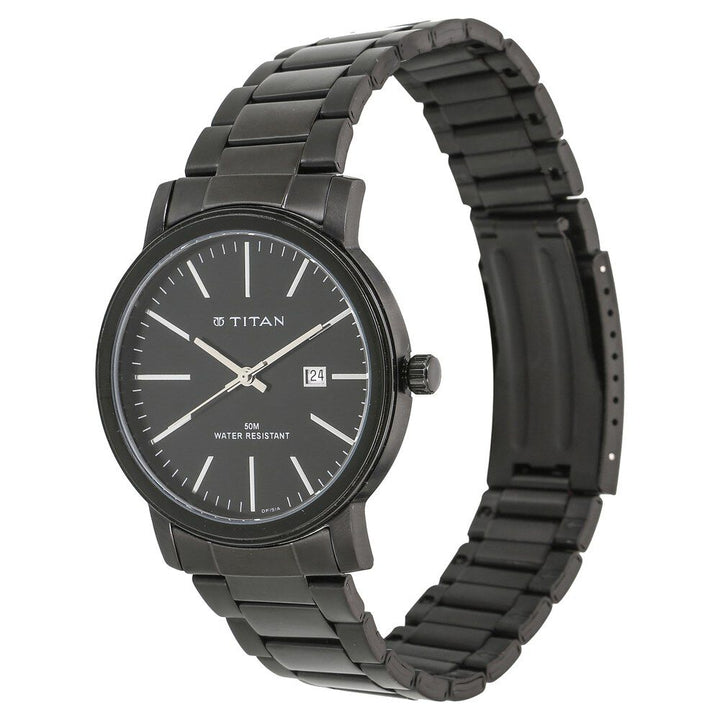 Titan Quartz Analog with Date Black Dial Watch for Men-NN9440NM01