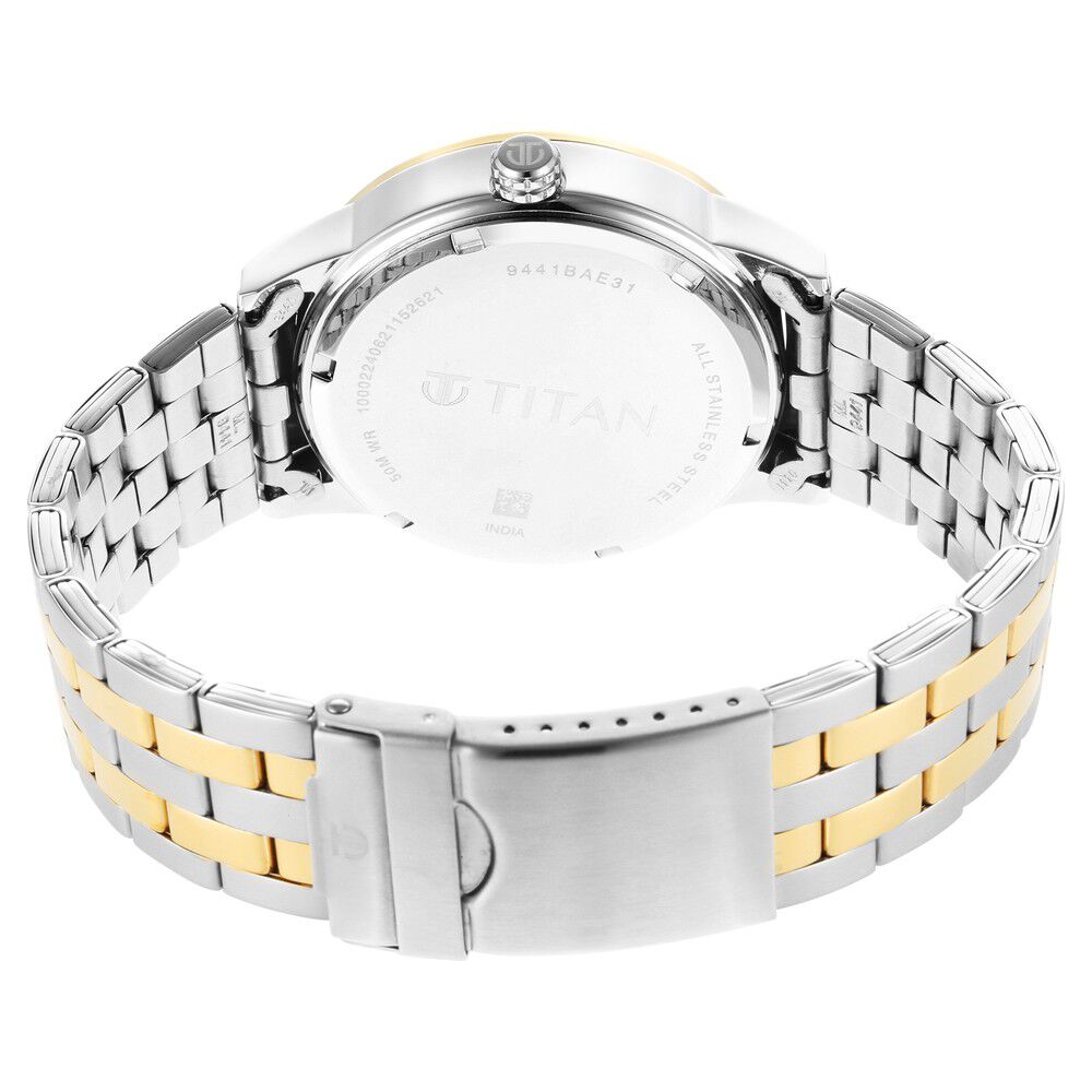 Titan Regalia Opulent Multifunction Black Round Dial Two Toned Stainless Steel Strap Watch For Men - The Watch Factory ®