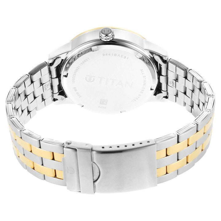 Titan Regalia Opulent Multifunction Black Round Dial Two Toned Stainless Steel Strap Watch For Men - The Watch Factory ®