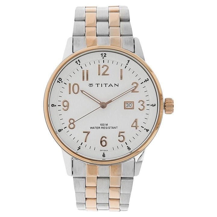 Titan Analog with Date White Dial Stainless Steel Strap Men-NN9441KM02