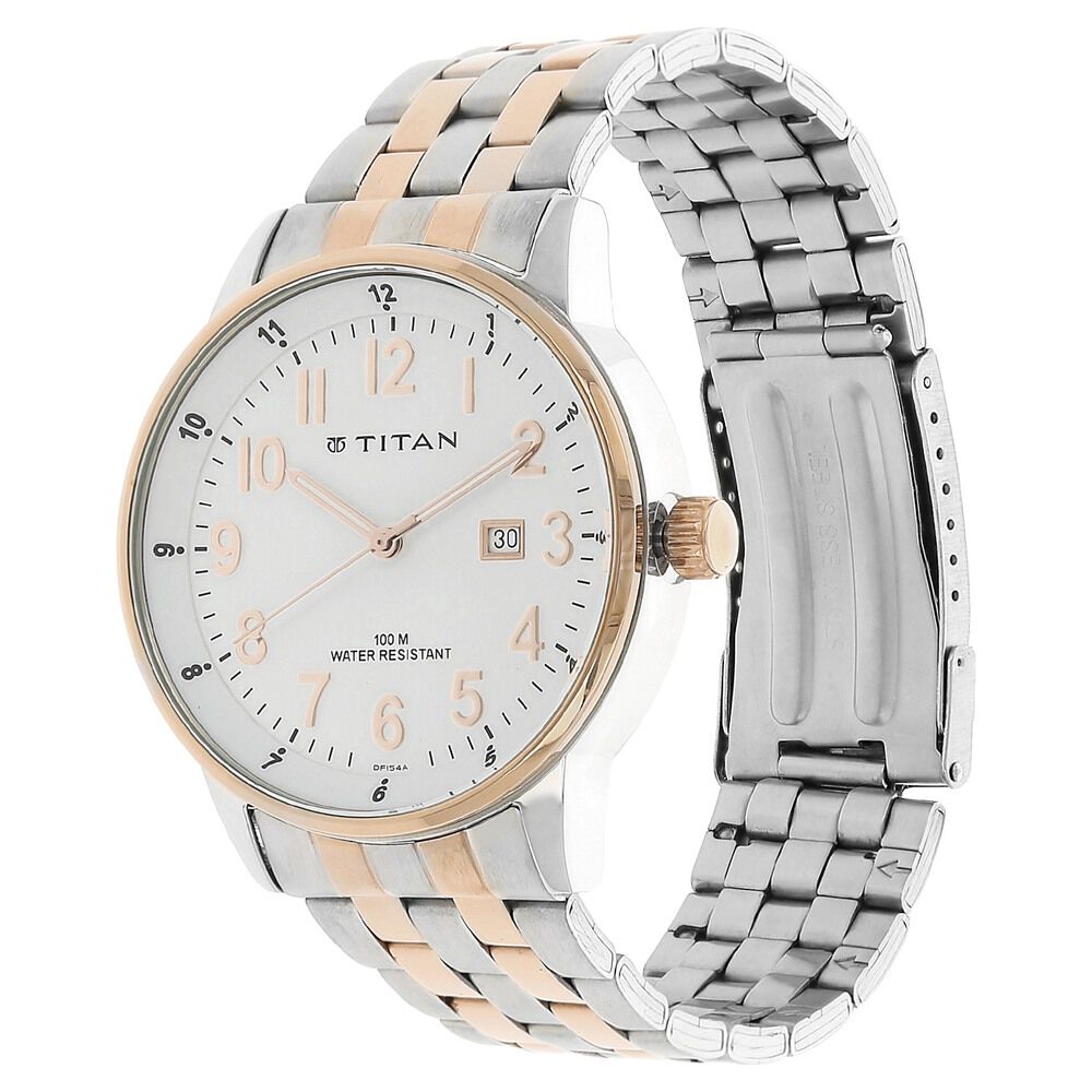 Titan Analog with Date White Dial Stainless Steel Strap Men-NN9441KM02