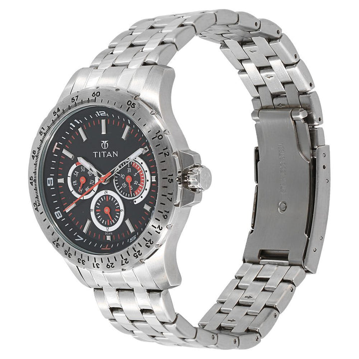 Titan Octane Black Dial Quartz Multifunction Metal Strap watch for Men-9446SM03J