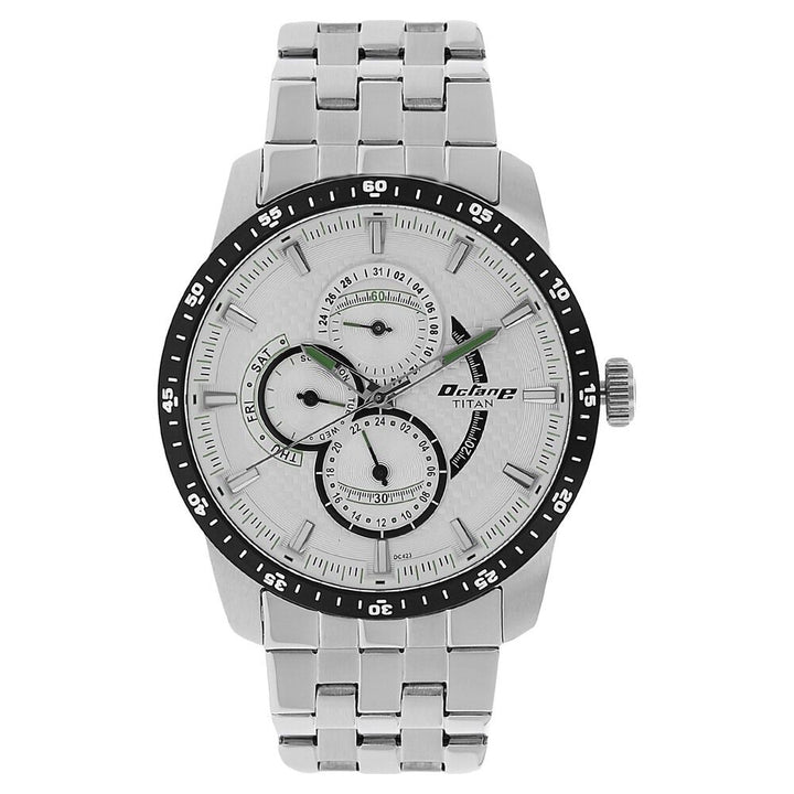 Titan Octane White Dial Analog Stainless Steel Strap watch for Men-9449KM01