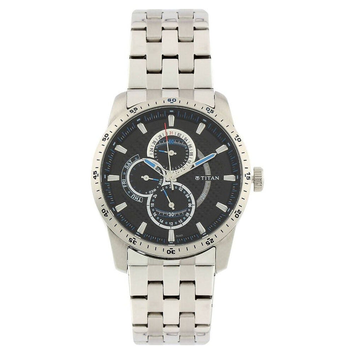 Titan Quartz Multifunction Black Dial Watch for Men-9449SM01J