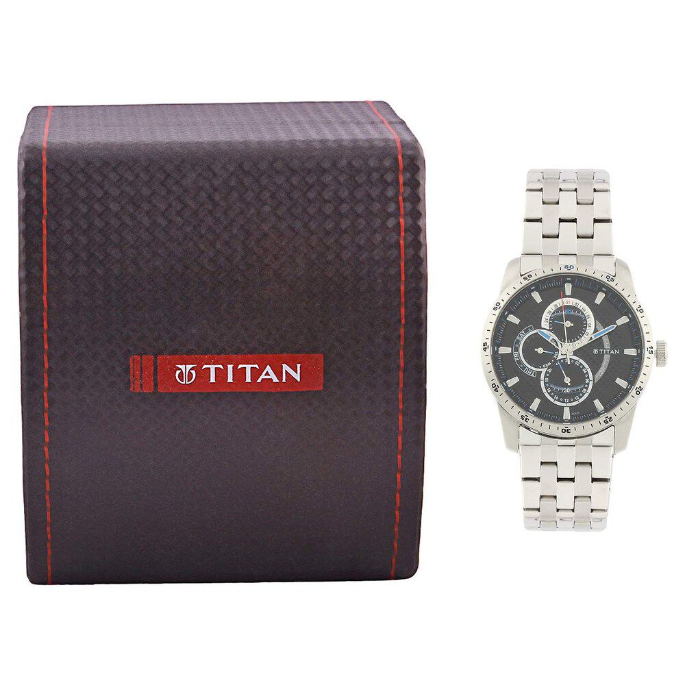 Titan Quartz Multifunction Black Dial Watch for Men-9449SM01J