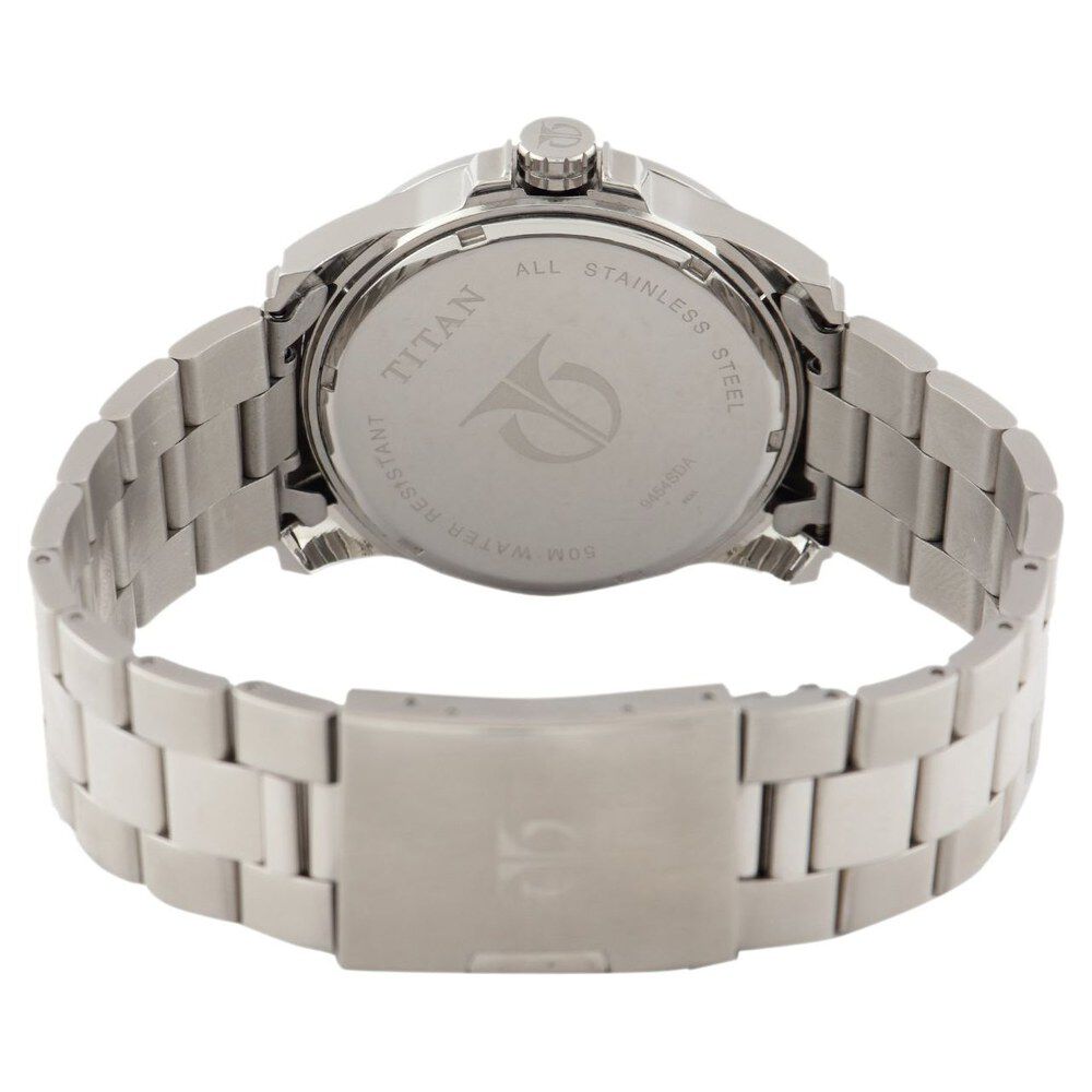 Titan Quartz Multifunction Blue Dial Metal Strap Watch for Men-9454SM01J