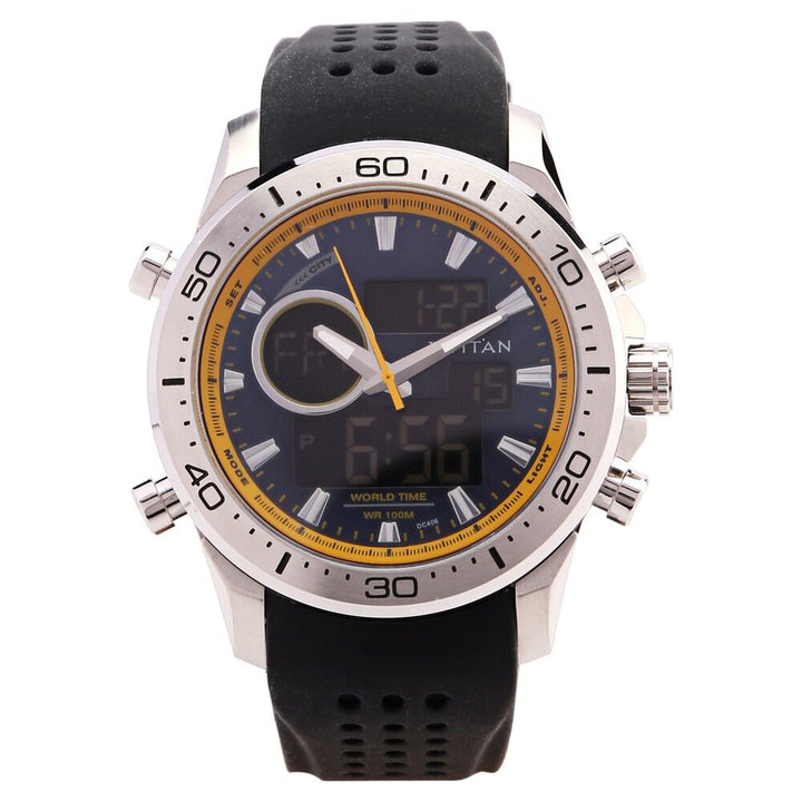 Titan Ana Digi Blue Dial Quartz Digital Strap Watch for Men-9455SP04