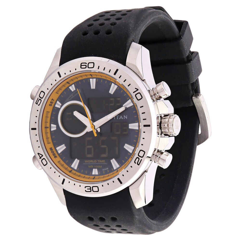 Titan Ana Digi Blue Dial Quartz Digital Strap Watch for Men-9455SP04