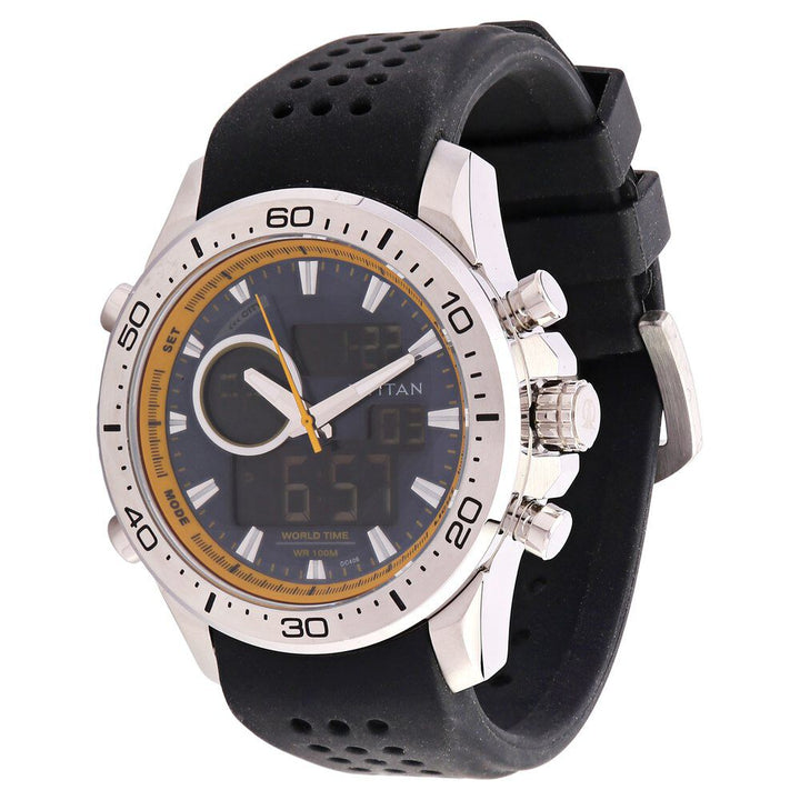 Titan Ana Digi Blue Dial Quartz Digital Strap Watch for Men-9455SP04