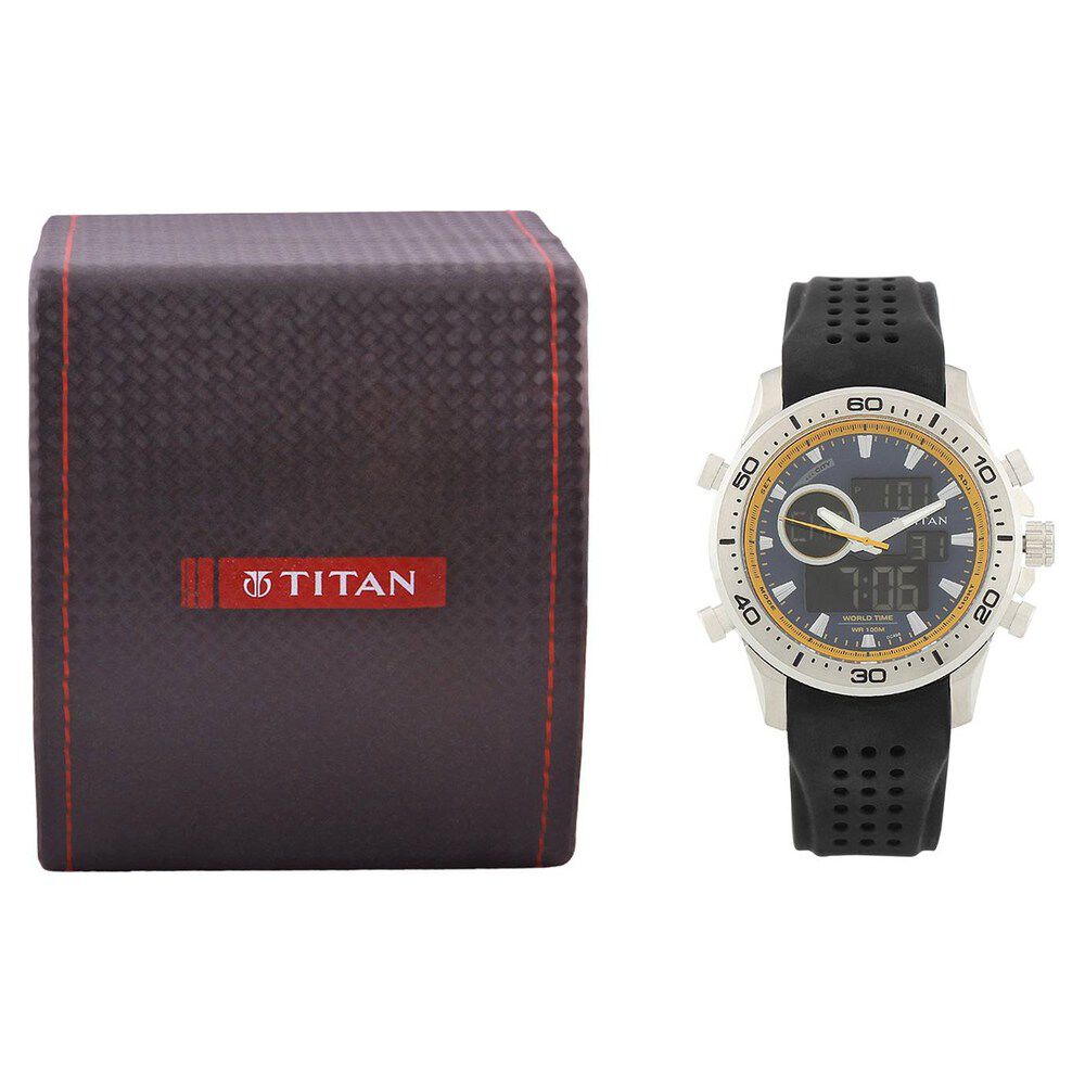 Titan Ana Digi Blue Dial Quartz Digital Strap Watch for Men-9455SP04