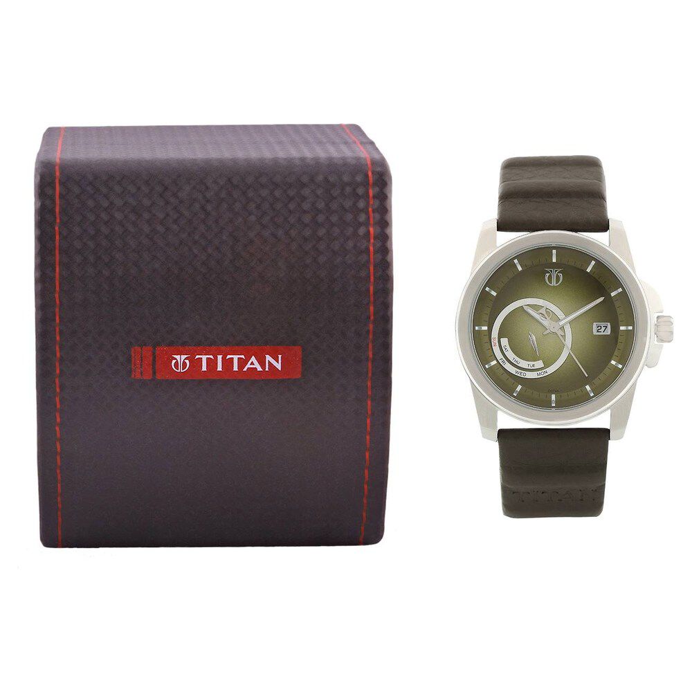 Titan Quartz Analog with Date Green Dial Watch for Men-9465SL01