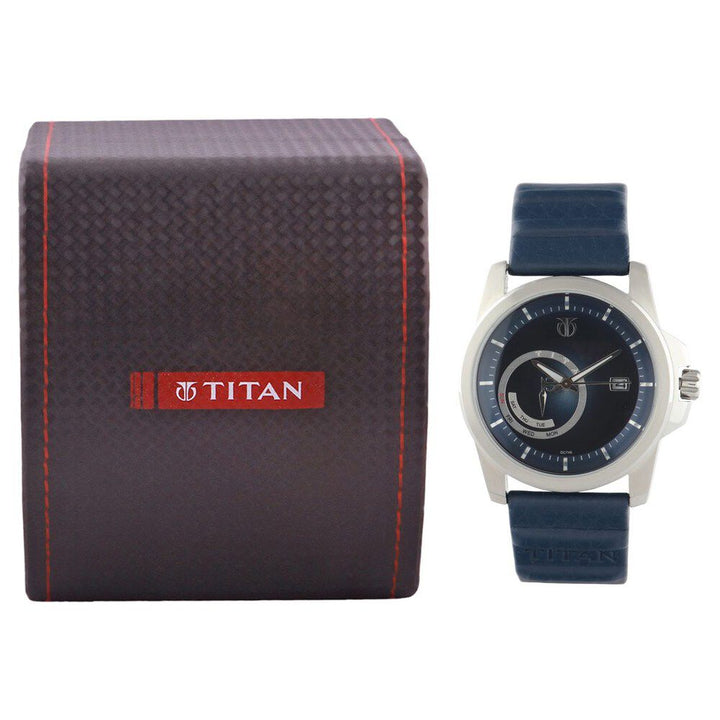 Titan Quartz Analog with Date Blue Dial Watch for Men-NE9465SL03J