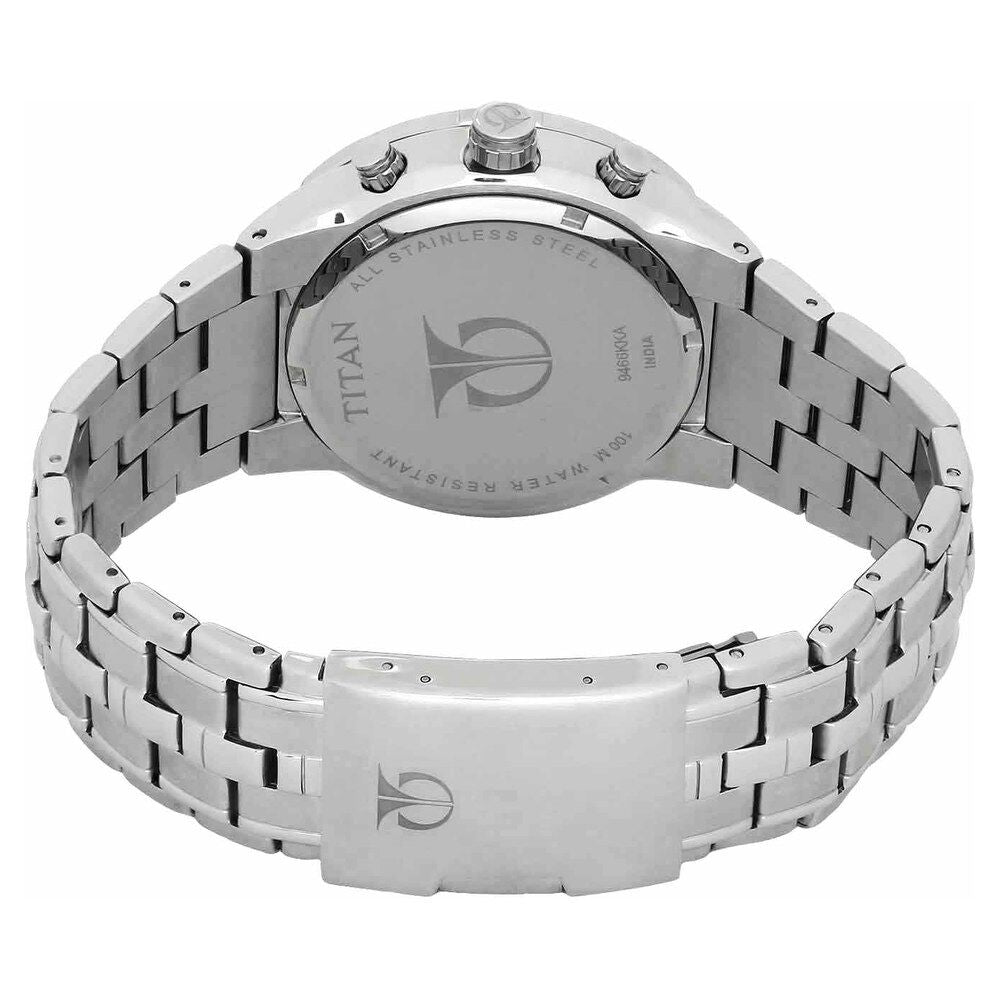 Titan Quartz Chronograph Blue Dial Metal Strap Watch for Men-NF9466KM04J