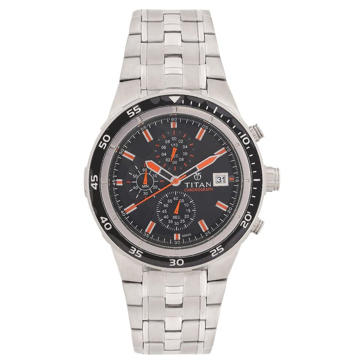 Titan Quartz Chronograph Black Dial Watch for Men-NF9466KM05J