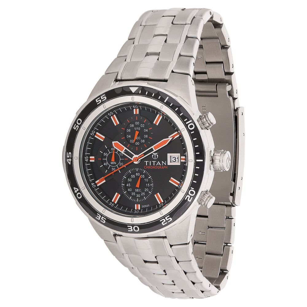 Titan Quartz Chronograph Black Dial Watch for Men-NF9466KM05J
