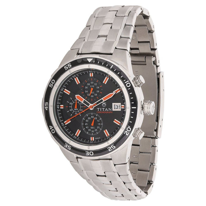 Titan Quartz Chronograph Black Dial Watch for Men-NF9466KM05J
