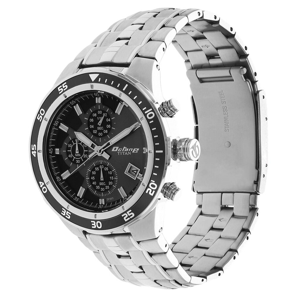 Titan Chronograph Grey Dial Stainless Steel Strap Watch for Men-9466KM06