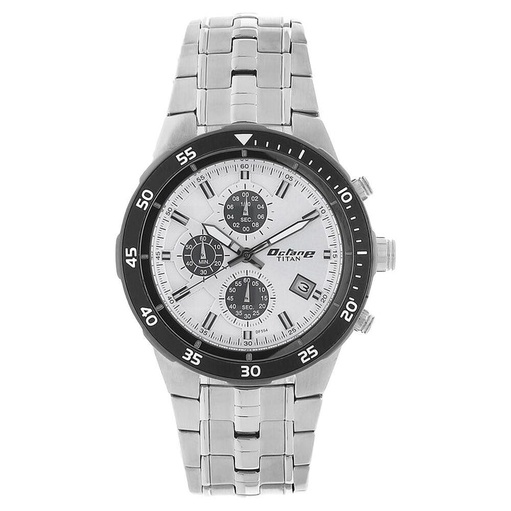Titan Chrono Silver Chrono Stainless Steel Strap watch for Men-9466KM10