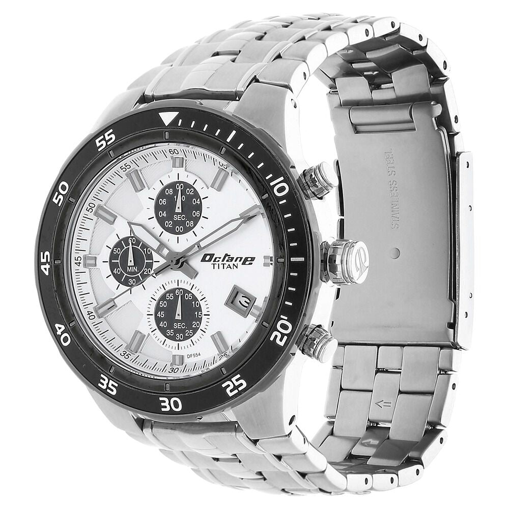 Titan Chrono Silver Chrono Stainless Steel Strap watch for Men-9466KM10
