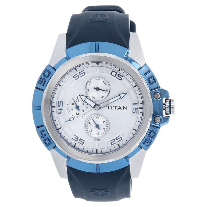 Titan Quartz Analog White Dial Silicone Strap Watch for Men-9467KP01