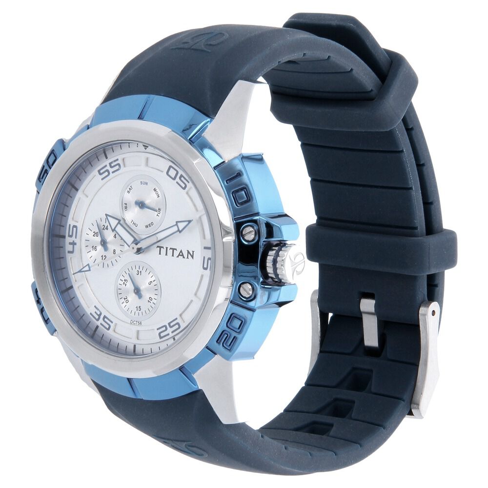 Titan Quartz Analog White Dial Silicone Strap Watch for Men-9467KP01