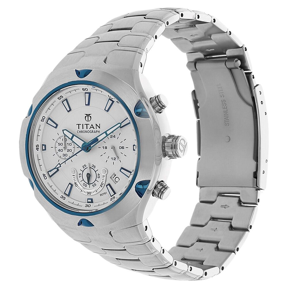 Titan Quartz Chronograph Silver Dial Watch for Men-9468KM01