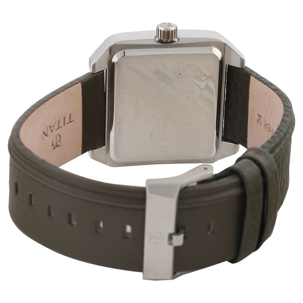 Titan Analog with Day and Date Green Dial Leather Strap watch for Men-9469SL01