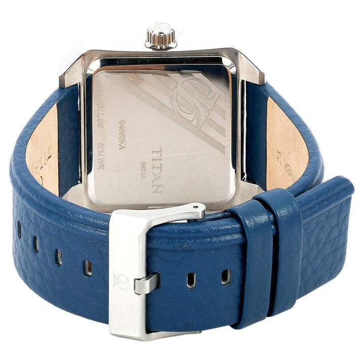 Titan Blue Dial Analog with Day and Date Leather Strap watch for Men-NE9469SL03J