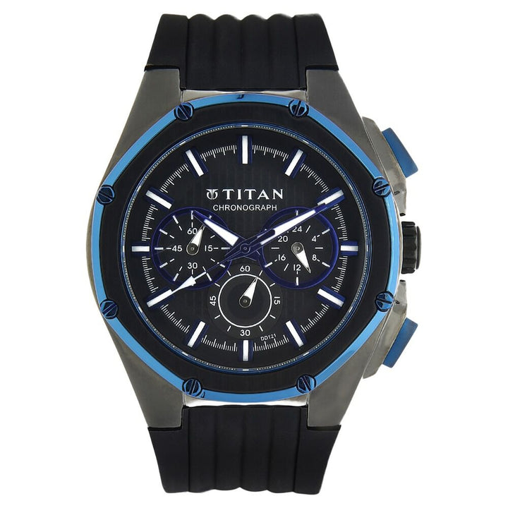 Titan Black Dial Quartz Analog Plastic Strap watch for Men-9470KP01J