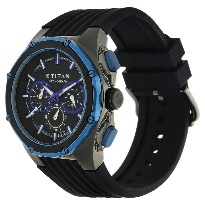 Titan Black Dial Quartz Analog Plastic Strap watch for Men-9470KP01J