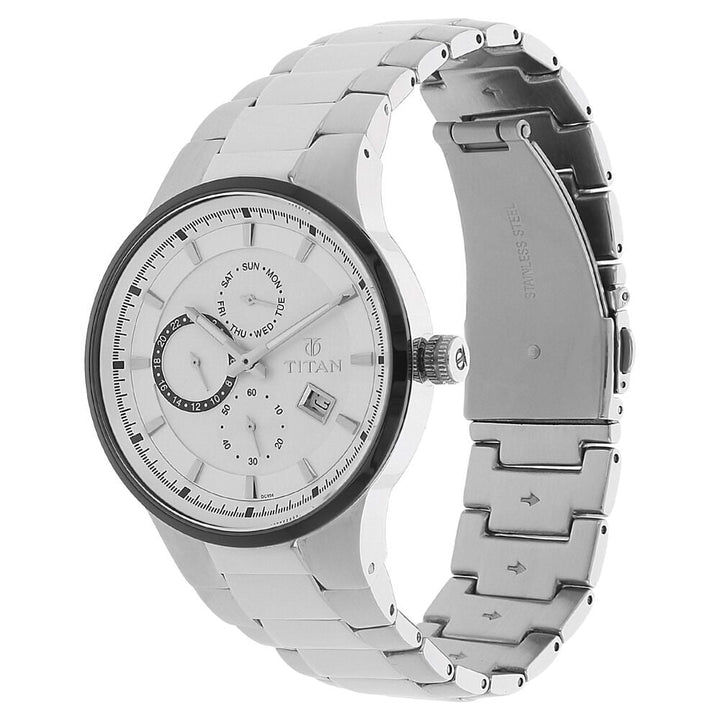 Titan Quartz Analog Silver Dial Stainless Steel Strap Watch for Men-NL9472KM01