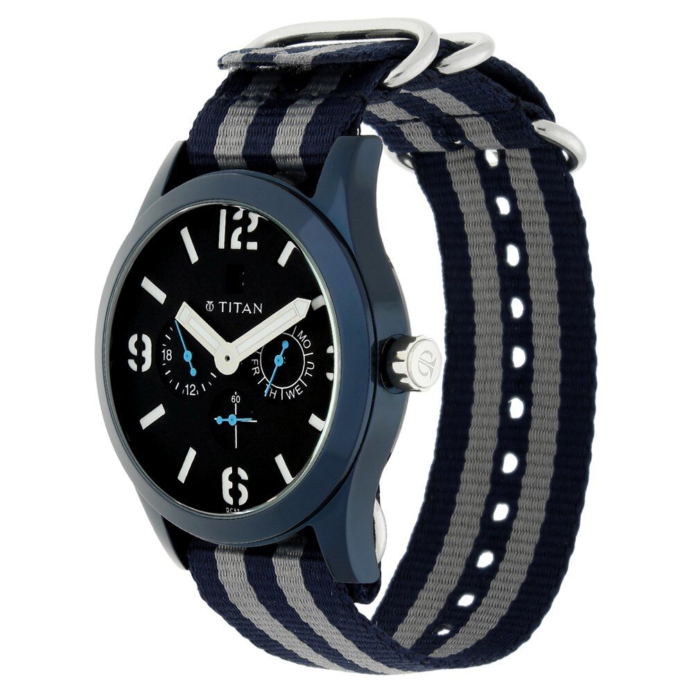 Titan Quartz Analog Black Dial Plastic Strap Watch for Men-9473AP02J