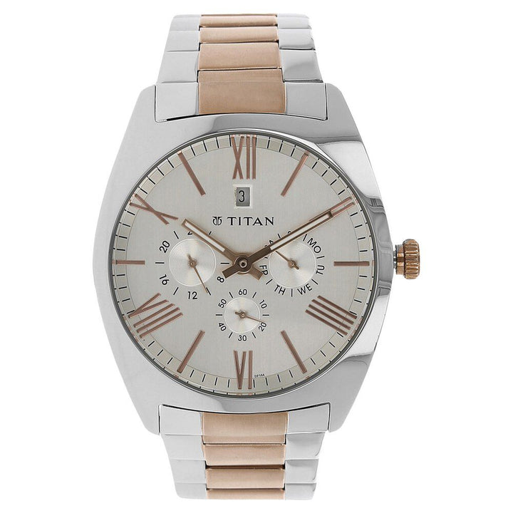 Titan Quartz Analog Silver Dial Stainless Steel Strap Watch for Men-NK9476KM01
