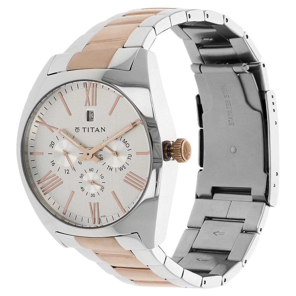 Titan Quartz Analog Silver Dial Stainless Steel Strap Watch for Men-NK9476KM01