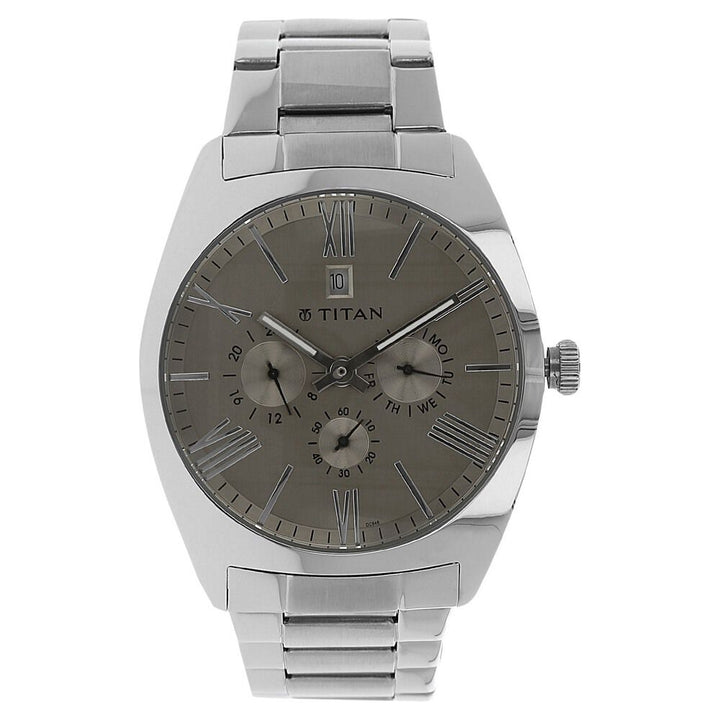 Titan Analog Grey Dial Quartz Metal Strap watch for Men-NJ9476SM01