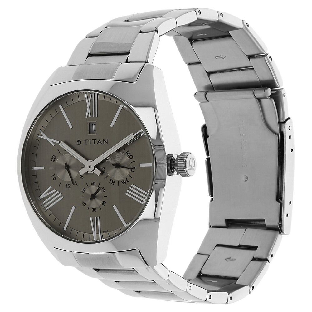 Titan Analog Grey Dial Quartz Metal Strap watch for Men-NJ9476SM01