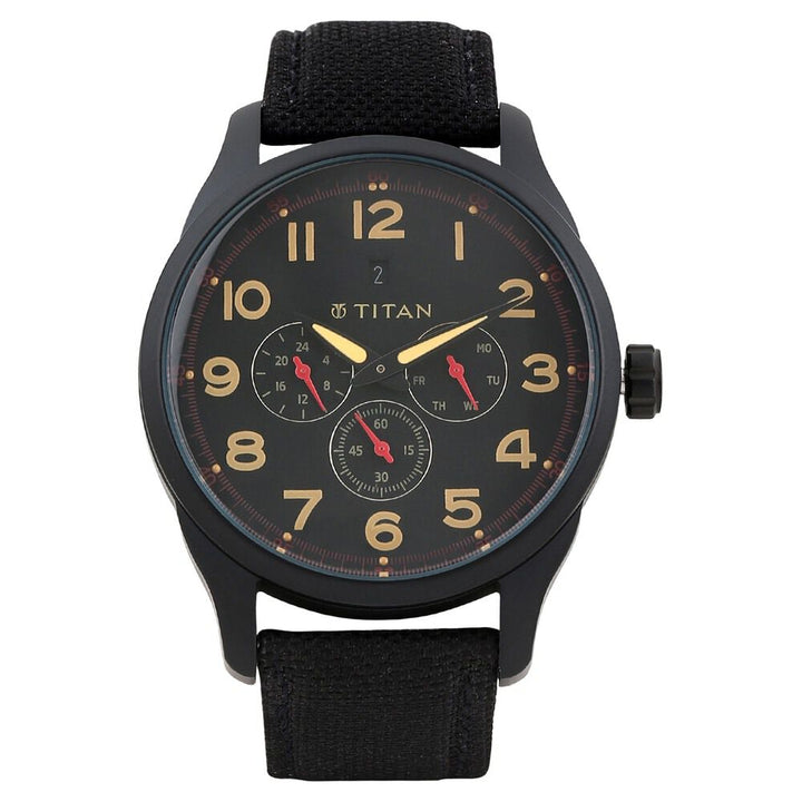 Titan Analog Black Dial Quartz Canvas Strap watch for Men-9479AF01J