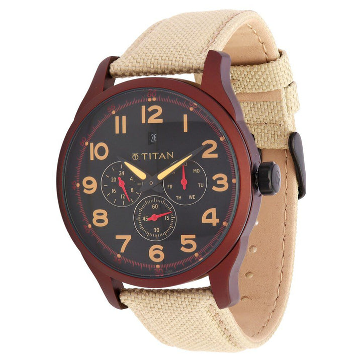Titan Quartz Analog Black Dial Canvas Strap Watch for Men-9479AF03J