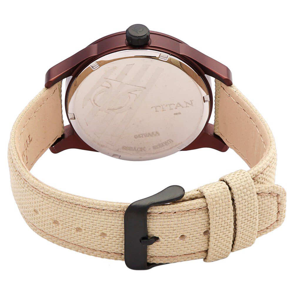 Titan Quartz Analog Black Dial Canvas Strap Watch for Men-9479AF03J