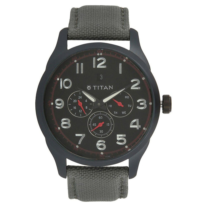 Titan Quartz Analog Black Dial Fabric Strap Watch for Men-9479AF04J